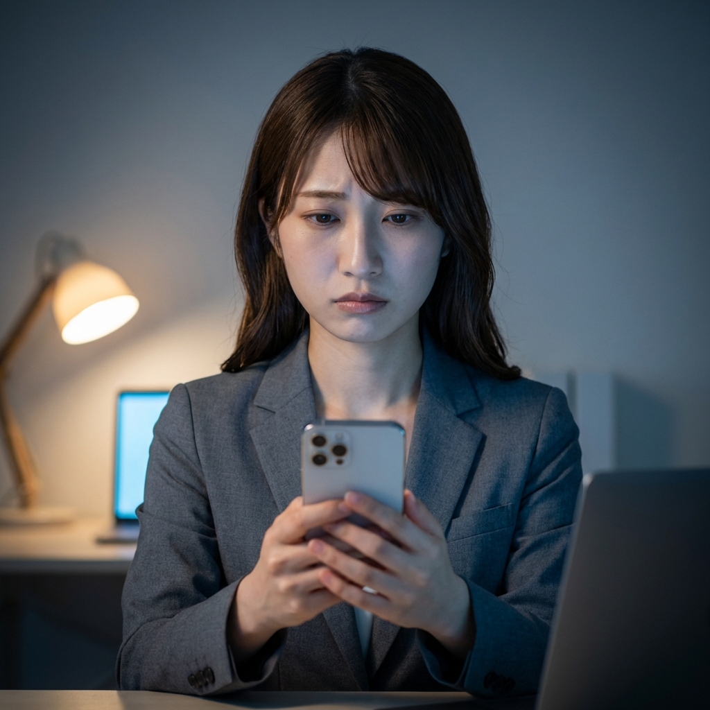 忙しく働く人のシルエット